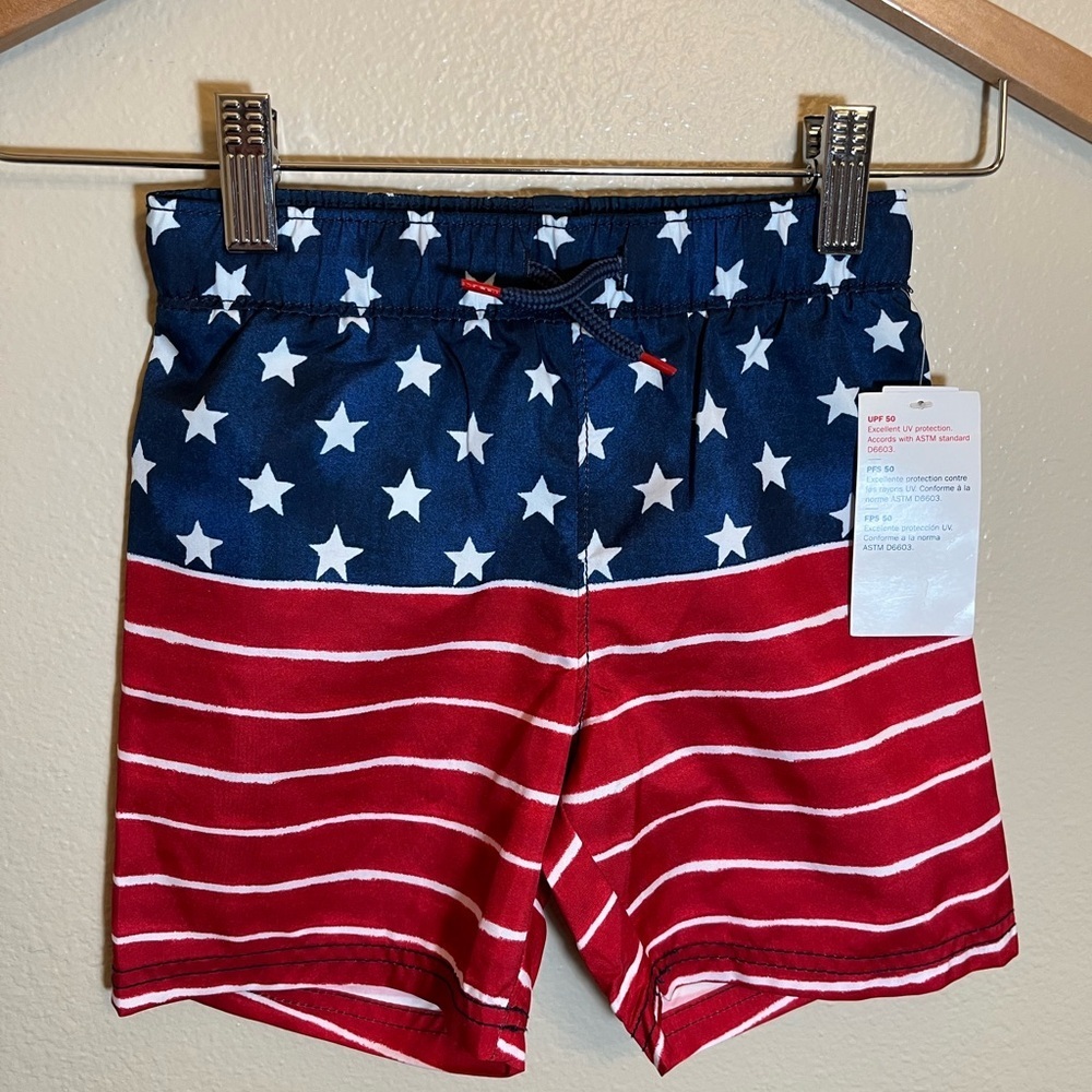 NWT Old Navy Stars Stripes Patriotic Summer Beach Swim Trunks